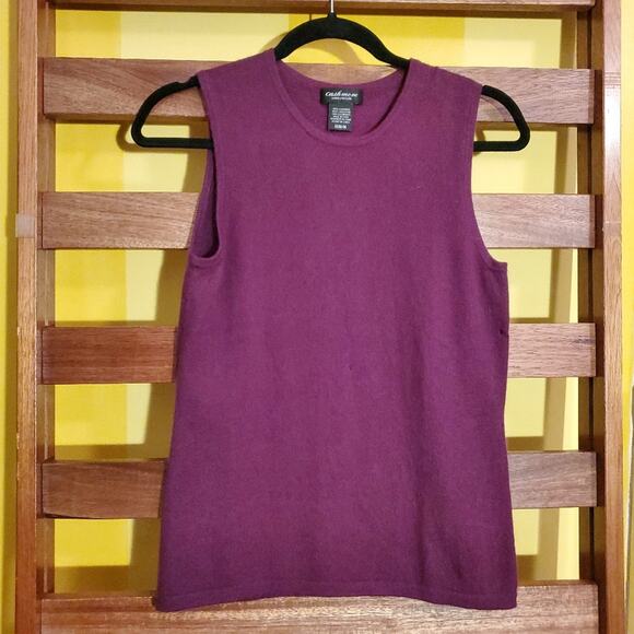Lord & Taylor Plum Cashmere Sleeveless Blouse Vest Sz M - Picture 1 of 4